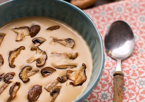 cream of mushroom soup in a bowl