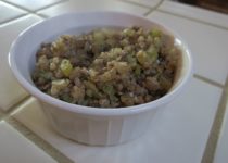 shirataki rice stuffing in a white bowl